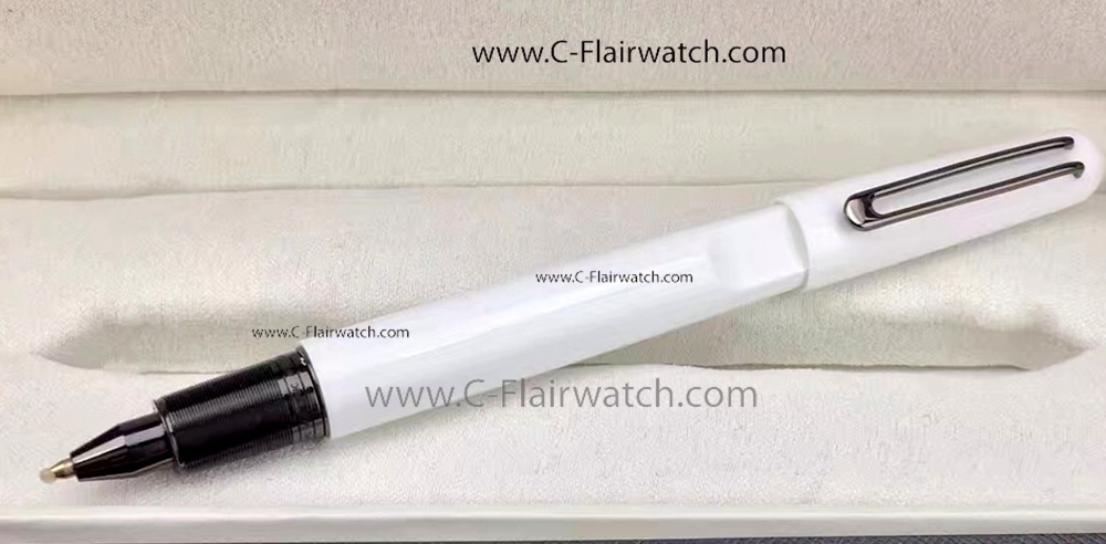 Copy Montblanc M Rollerball Pen:White Resin Black Trim